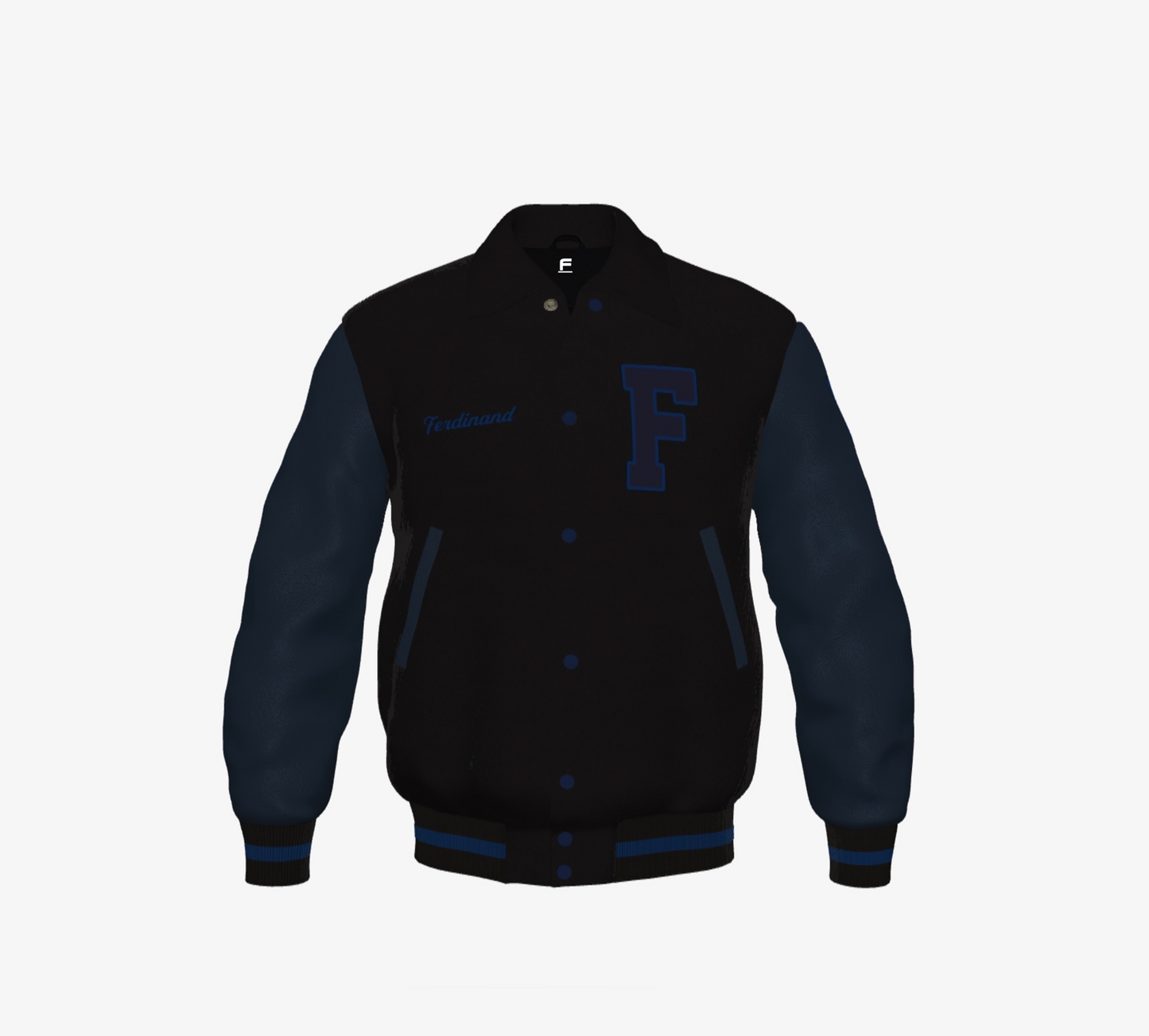 Stealth Influencer - FEWR Varsity Jacket ("Limited" Edition,  Black on Blue)