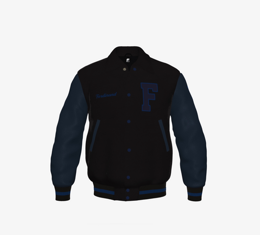 Stealth Influencer - FEWR Varsity Jacket ("Limited" Edition,  Black on Blue)