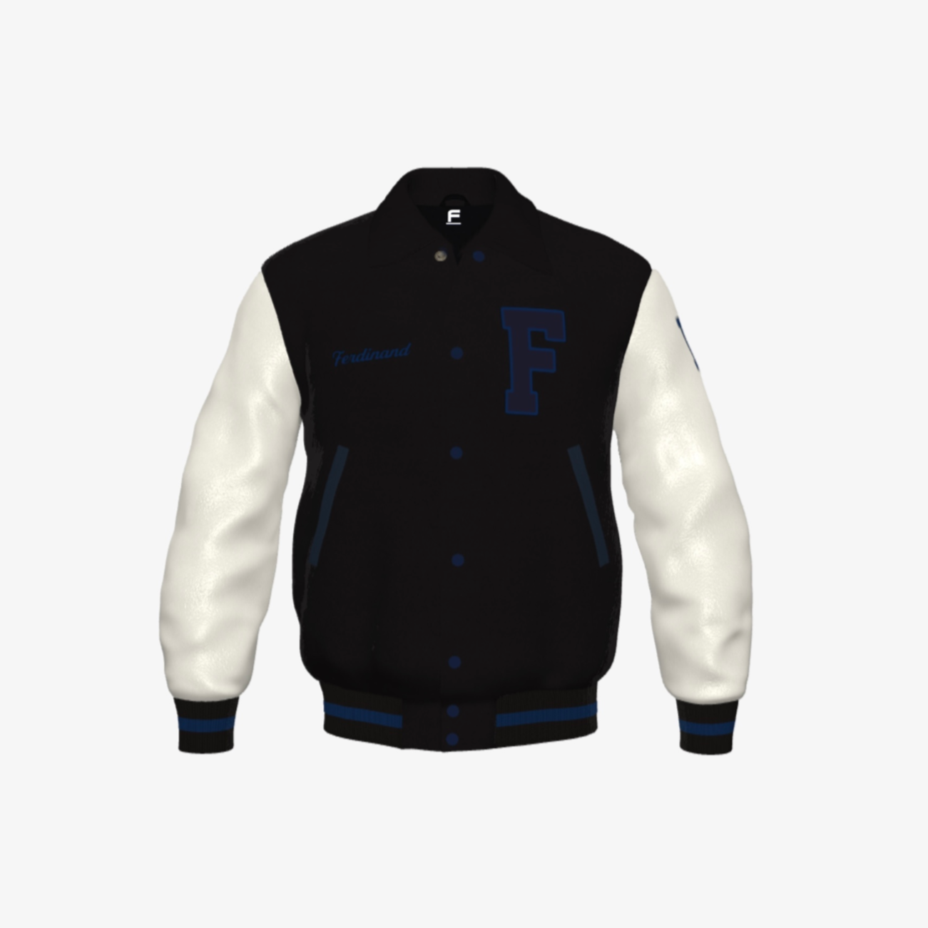 Stealth Influencer - FEWR Varsity Jacket ("Limited" Edition,  Black, Blue, Cream)