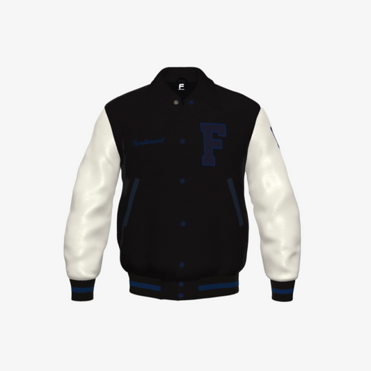 Stealth Influencer - FEWR Varsity Jacket ("Limited" Edition,  Black, Blue, Cream)
