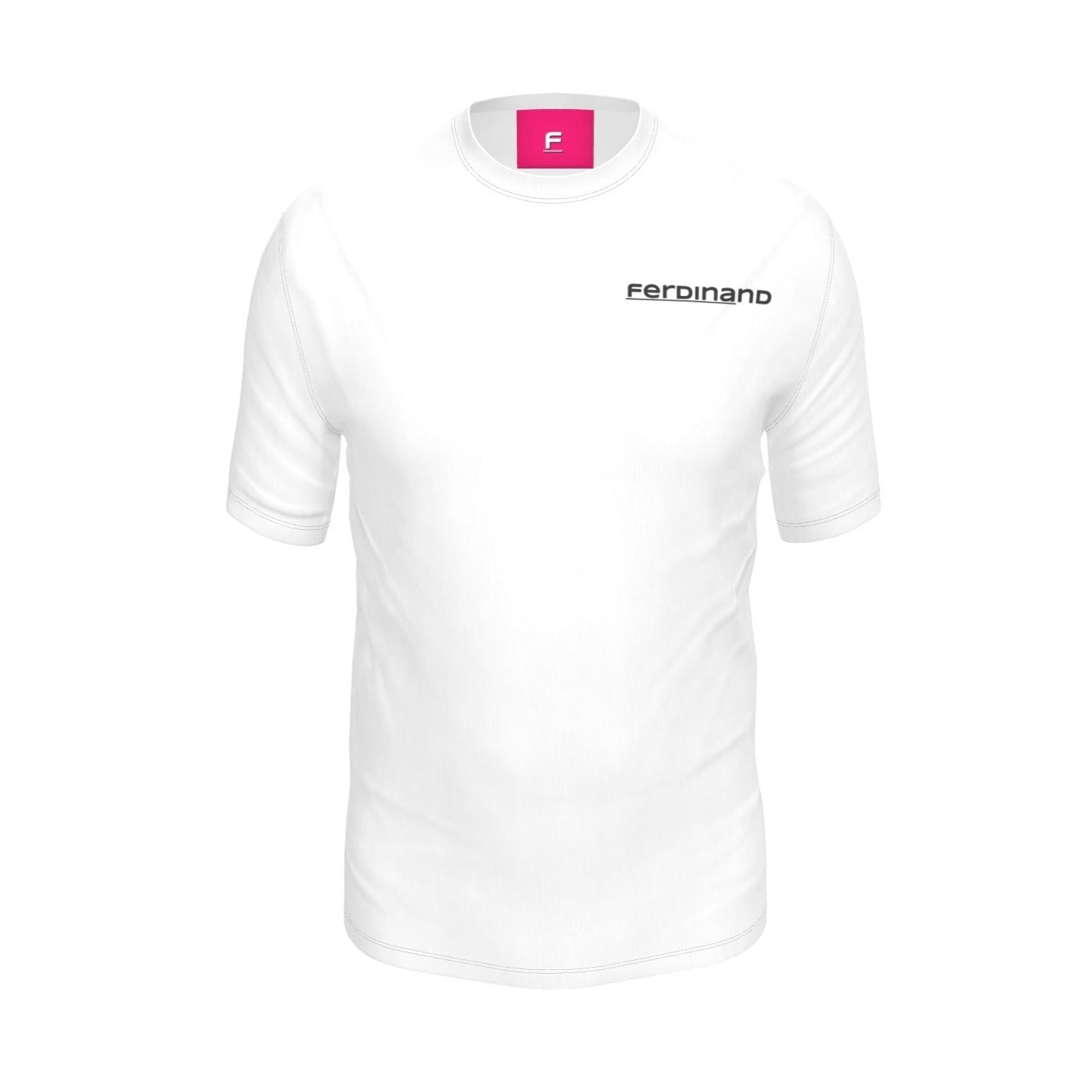 FEWR Mens White T Shirt - Black and Pink F Logo