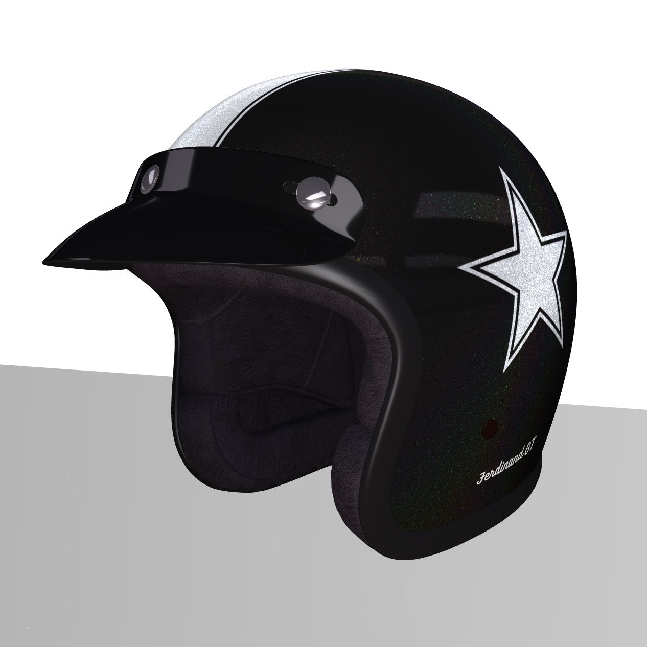 FEWR GT Retro Silver Black Helmet - ECE Certified