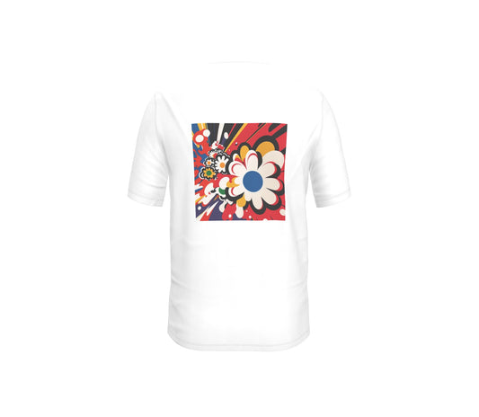 FEWR Mens Active White Tee - Flowerbomb Red