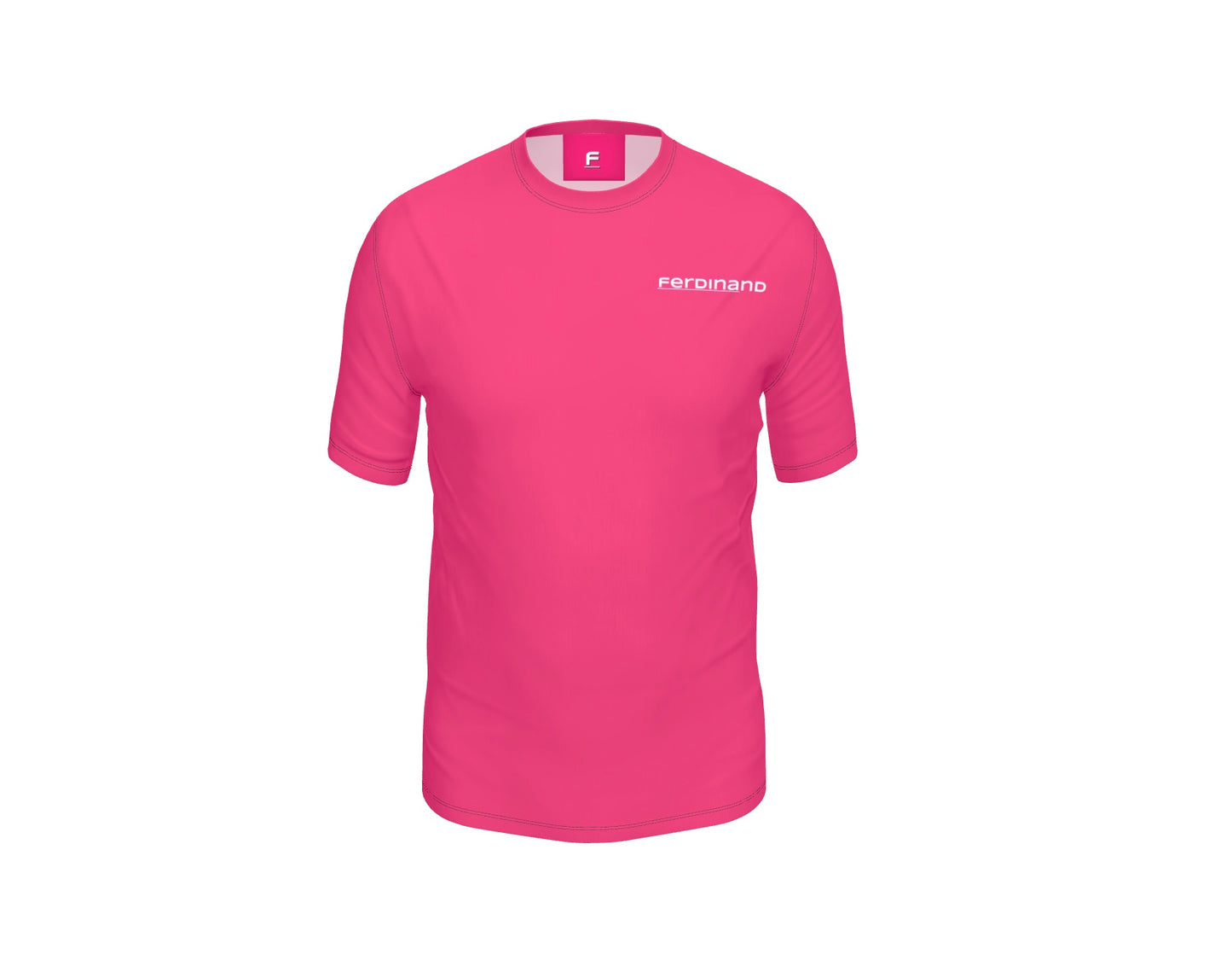 FEWR Mens Active Pink T-Shirt - White BOLT without Arm Patch