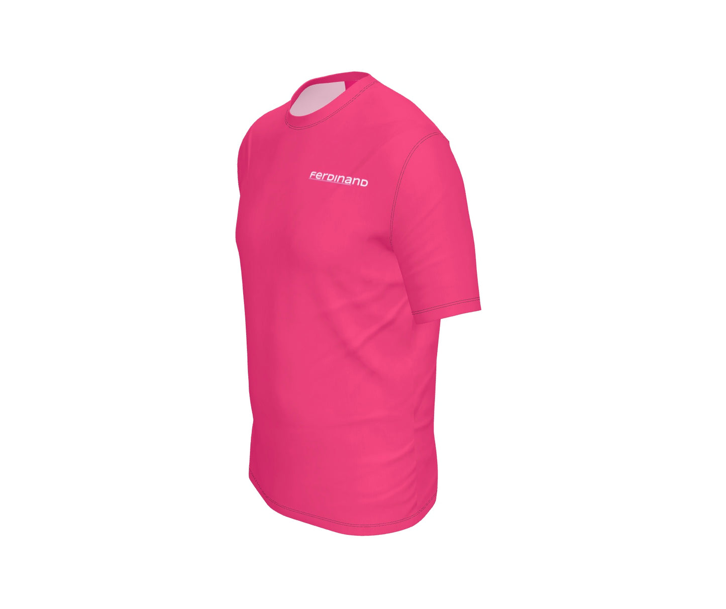 FEWR Mens Active Pink T-Shirt - White BOLT without Arm Patch