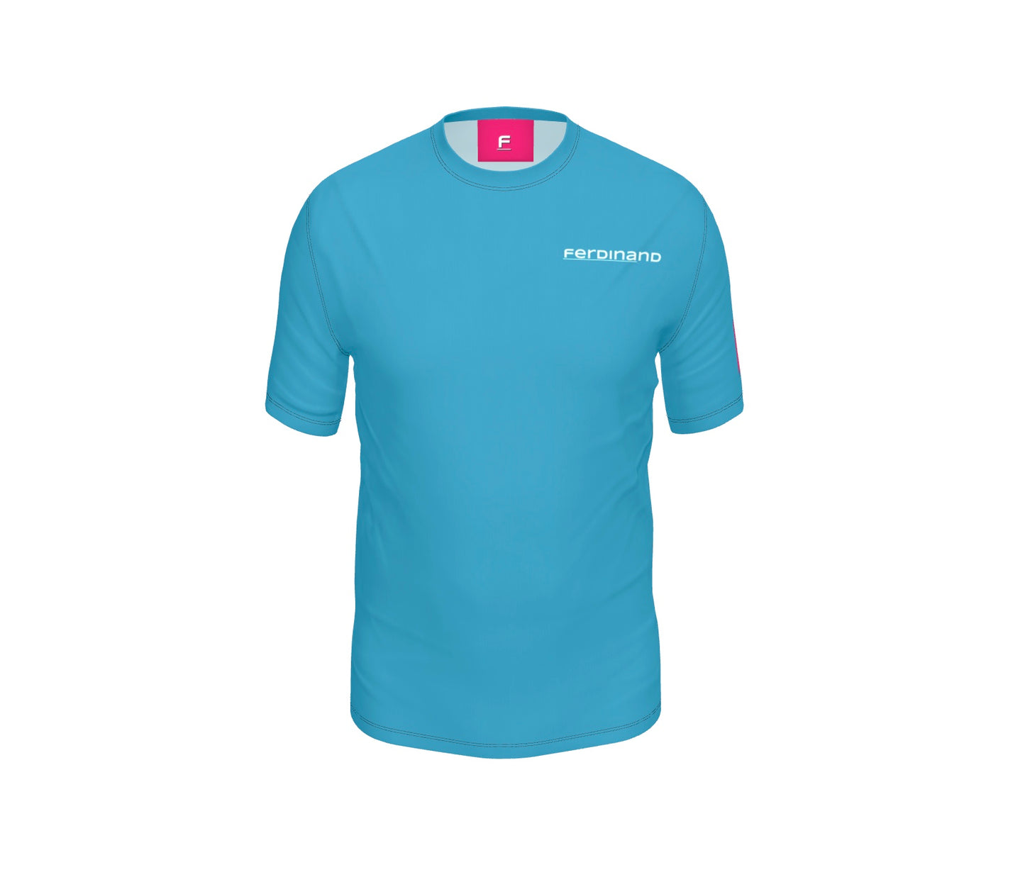 FEWR Mens Active Blue Tee - White BOLT with Arm Patch