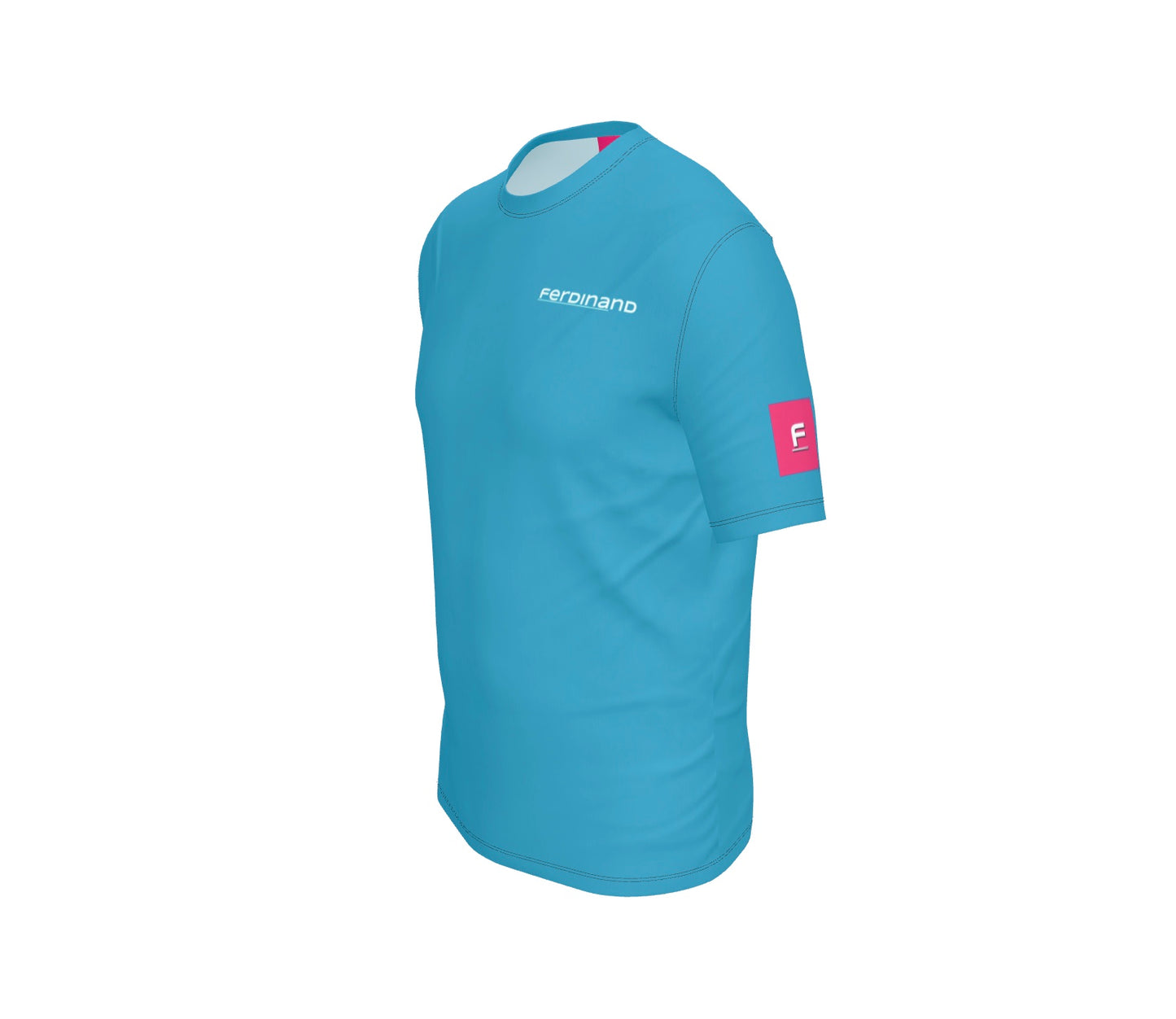 FEWR Mens Active Blue Tee - White BOLT with Arm Patch