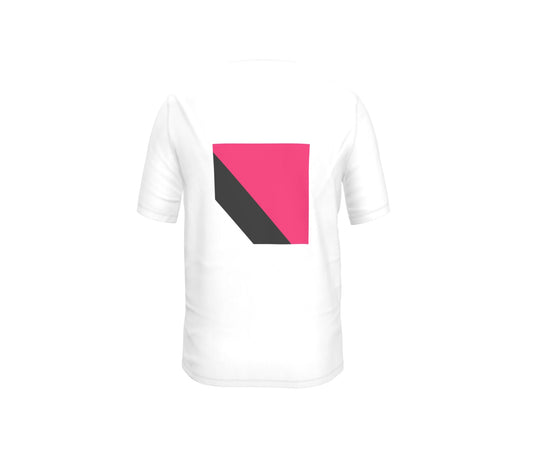 FEWR Mens Active White T-Shirt - Pink Black and White Chevron