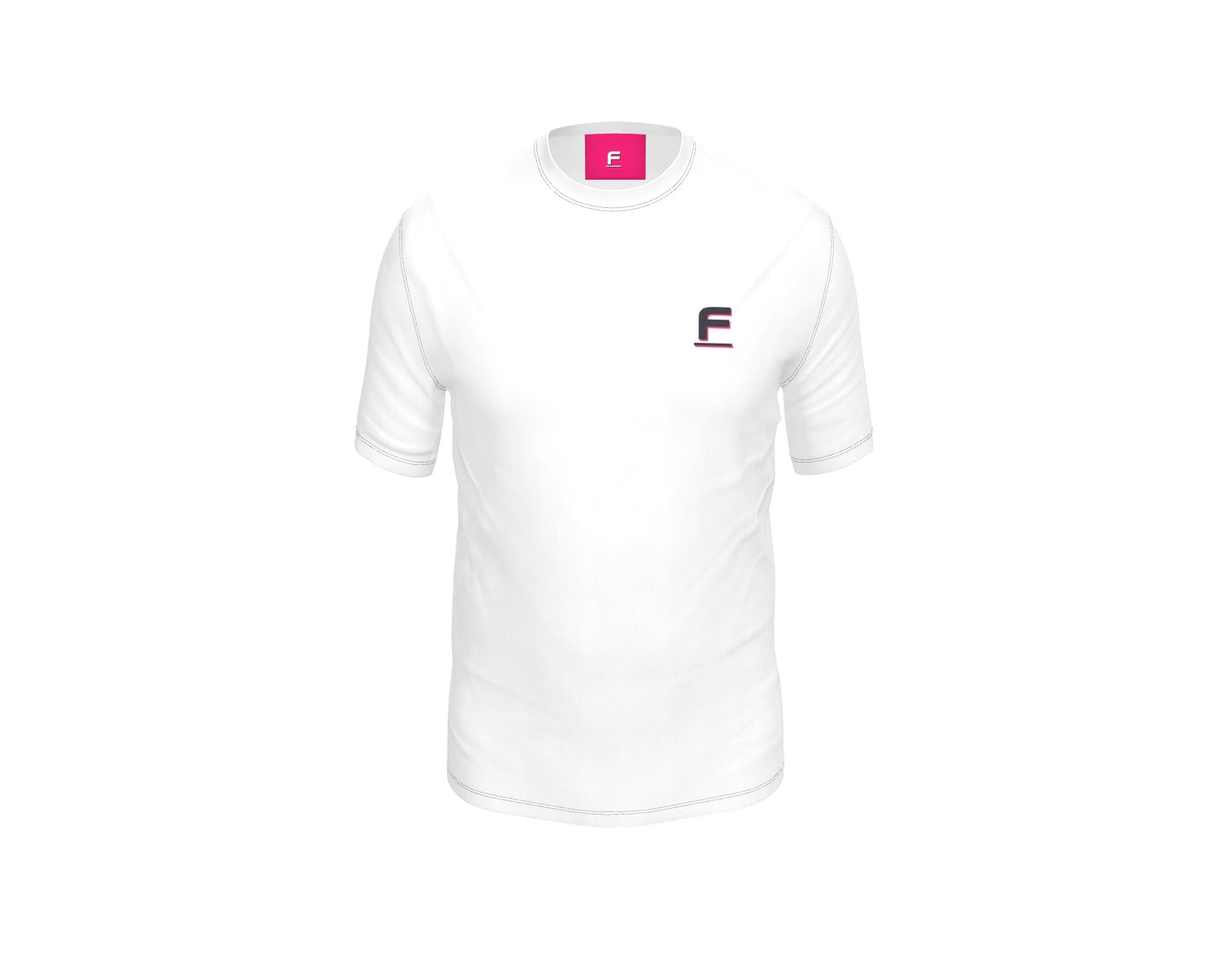 FEWR Mens White T-Shirt - F Icon In Black, Pink Shadow