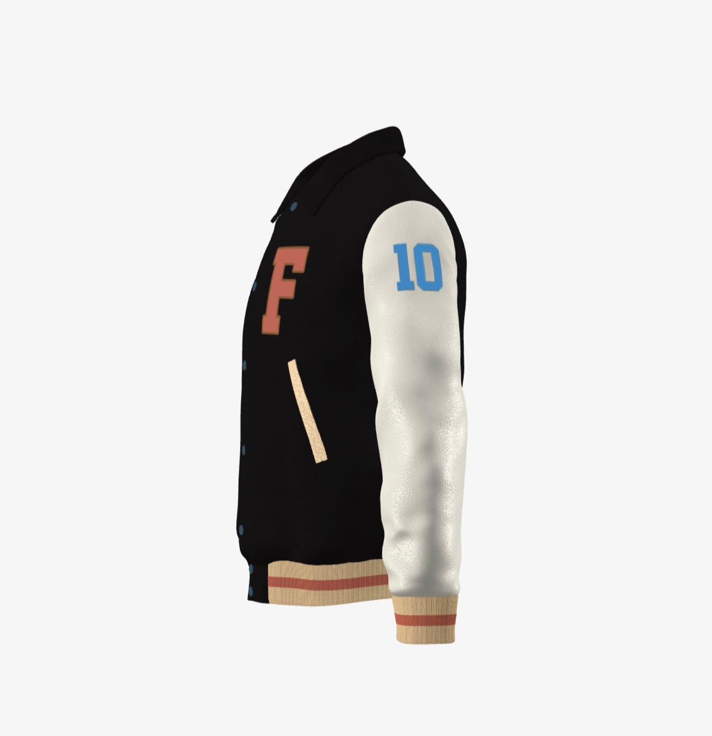 FEWR Varsity Jacket in Cream and Black, Signature, Number