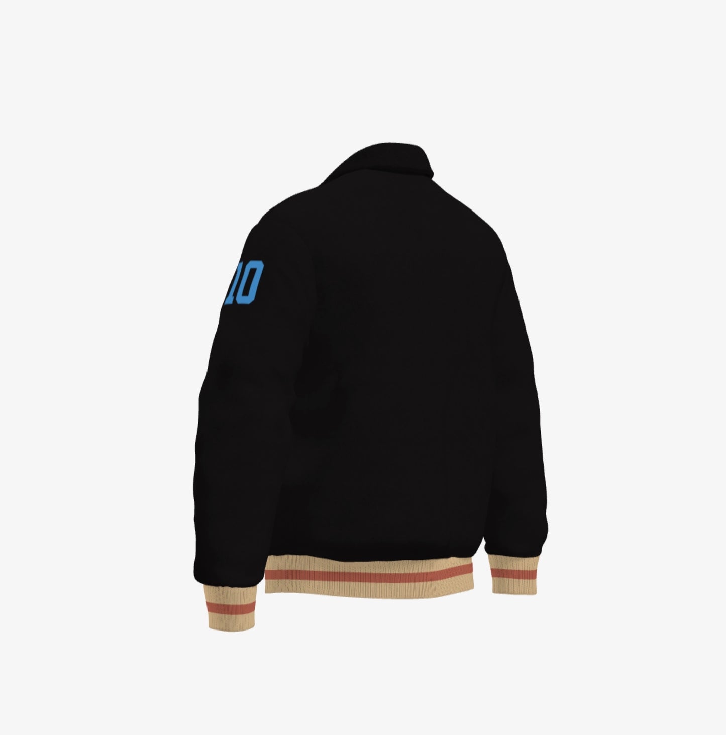 FEWR Varsity Jacket in Black on Black (Wool), Signature, Number