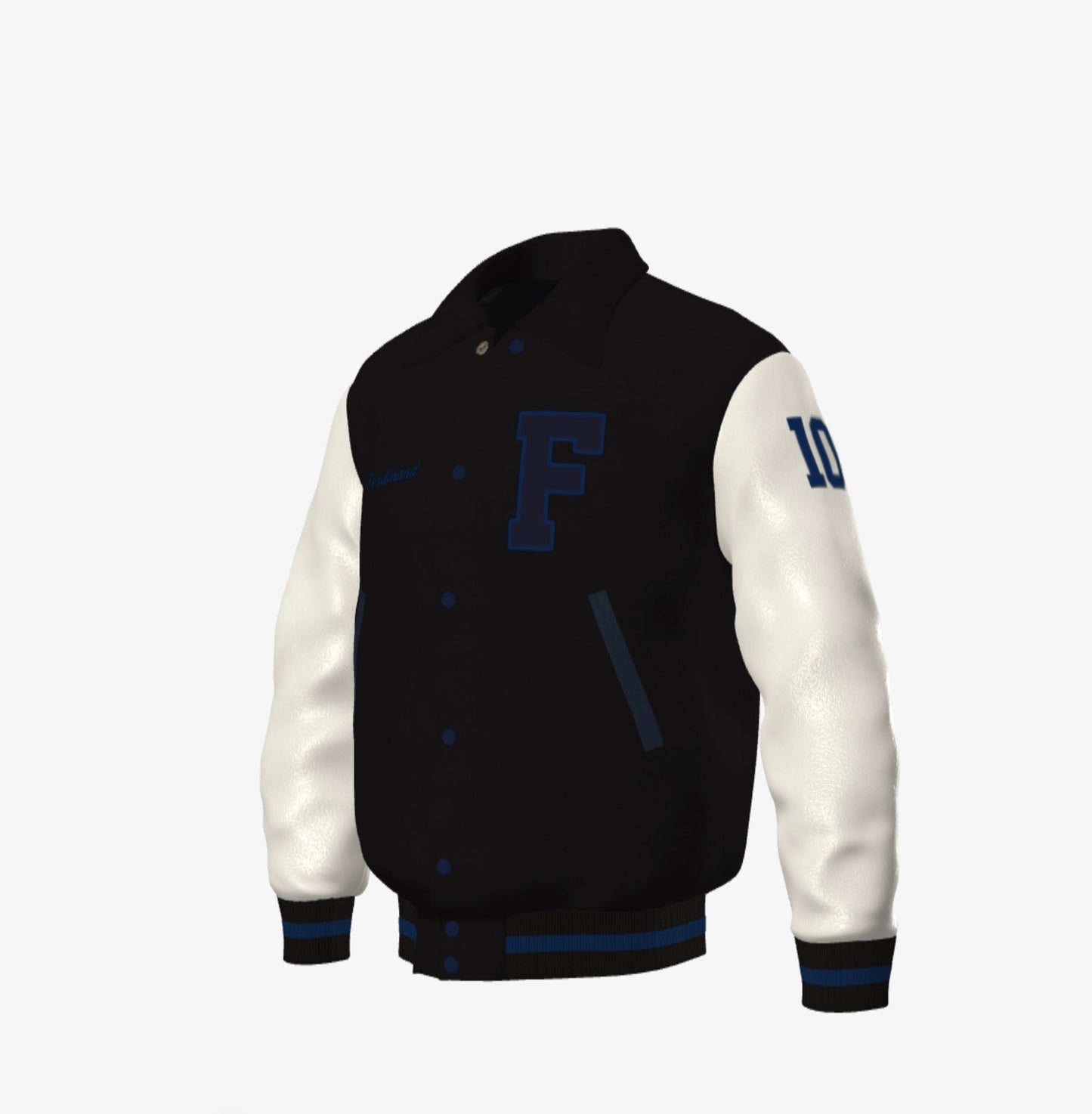 Stealth Influencer - FEWR Varsity Jacket ("Limited" Edition,  Black, Blue, Cream)