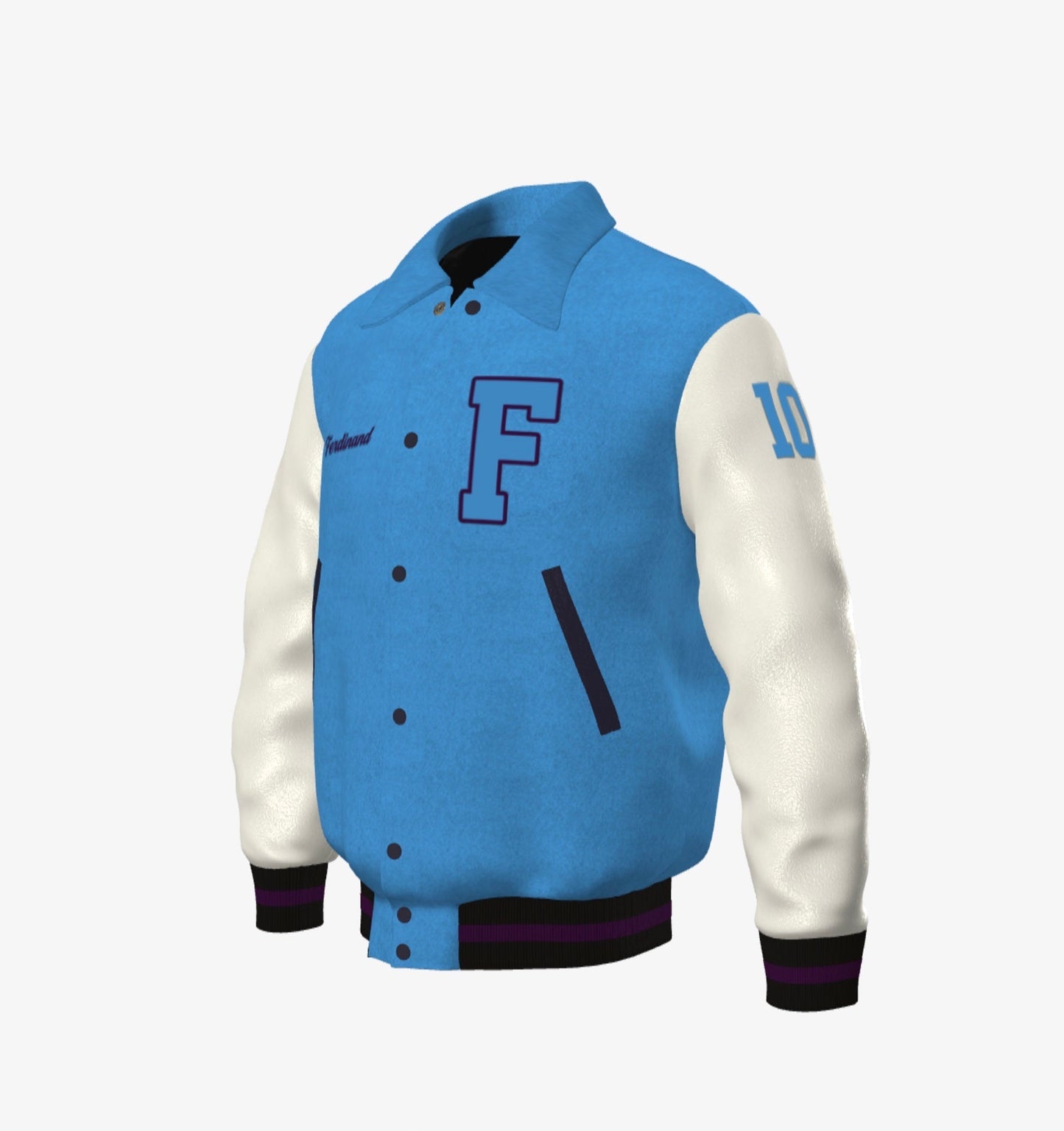 FEWR Varsity Jacket in Blue, Cream and Purple - Blueberry (ii)