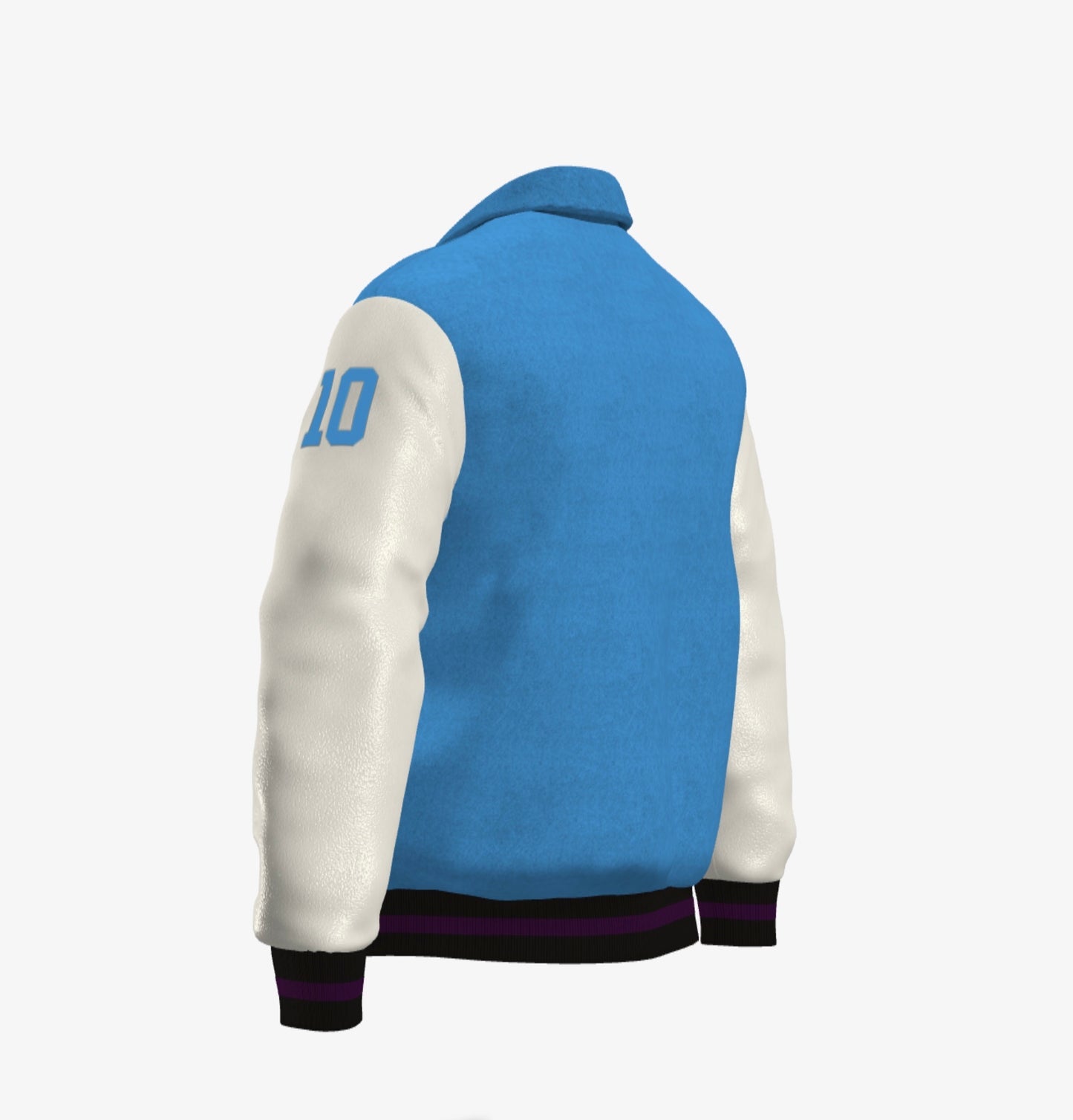 FEWR Varsity Jacket in Blue, Cream and Purple - Blueberry