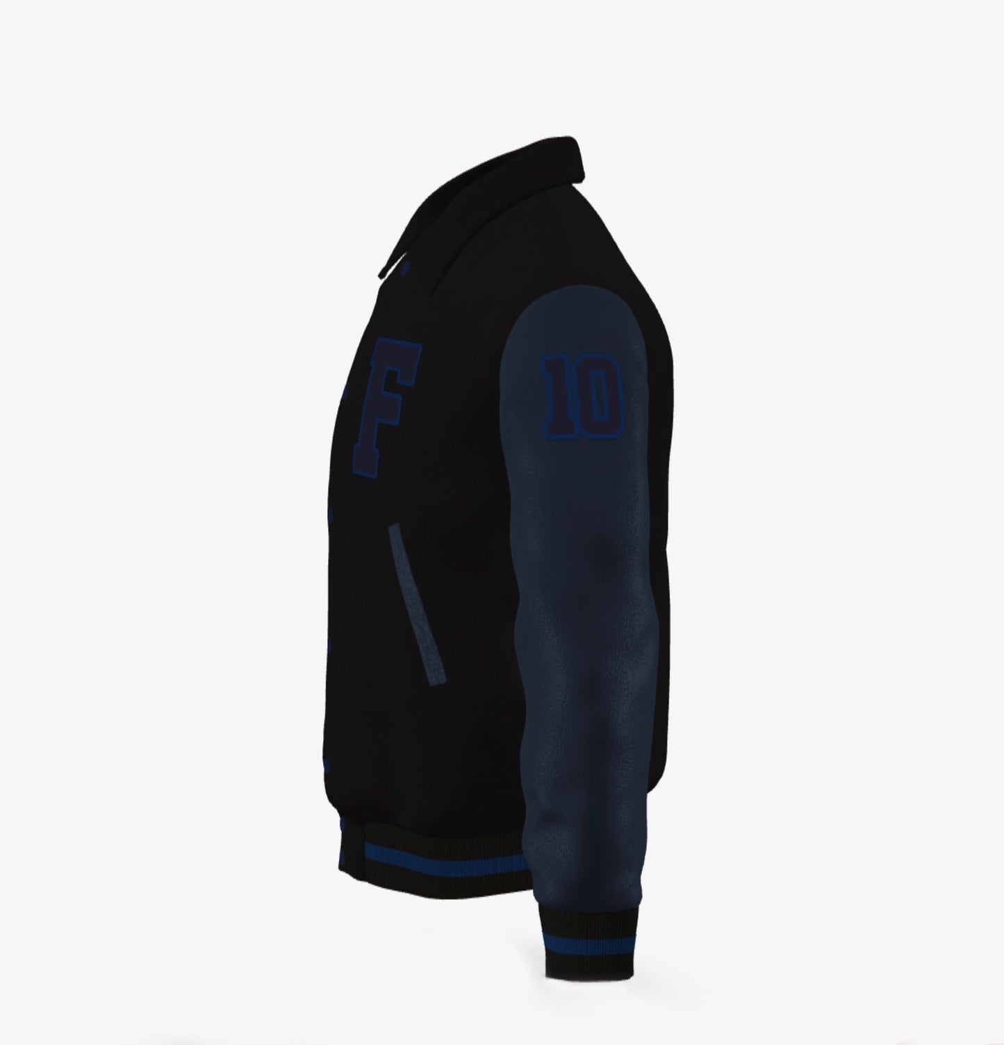 Stealth Influencer - FEWR Varsity Jacket ("Limited" Edition,  Black on Blue)