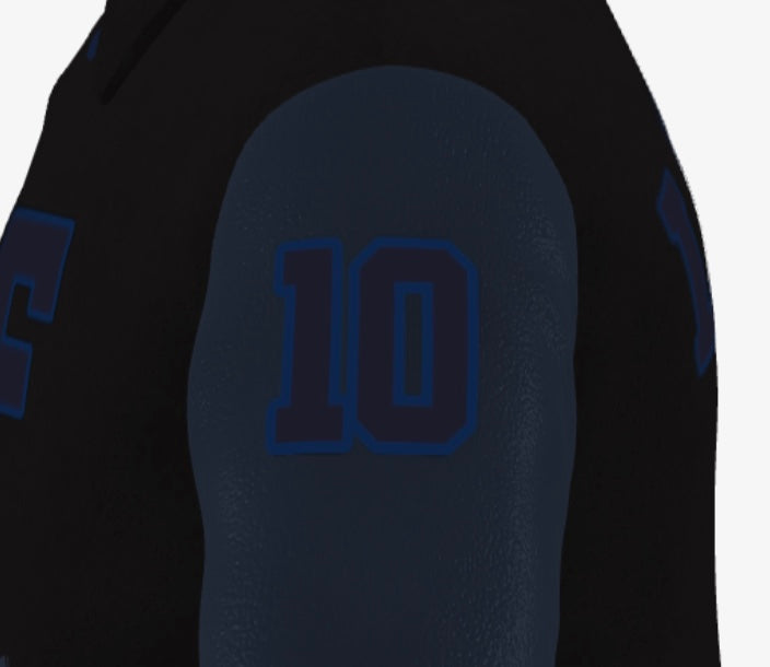 Stealth Influencer - FEWR Varsity Jacket ("Limited" Edition,  Black on Blue)