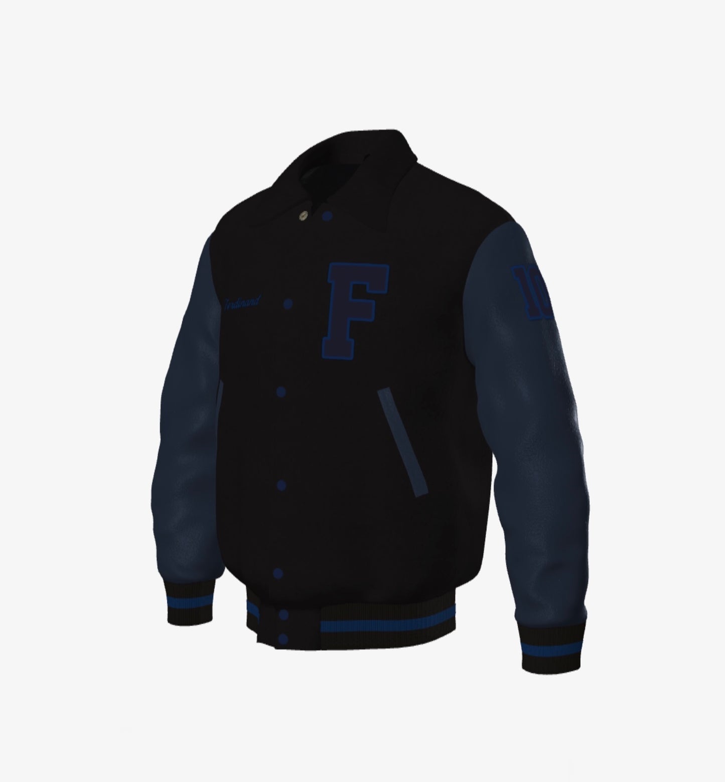 Stealth Influencer - FEWR Varsity Jacket ("Limited" Edition,  Black on Blue)
